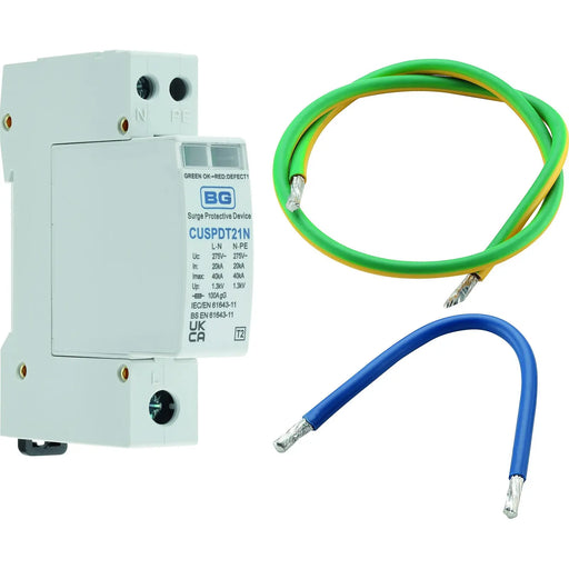BG Circuit Protection Kits Replacement Parts - SPD wiring kit (no MCB) with neutral & Earth wires and type 2 SPD to fit into BG consumer units for new or retrofit installations