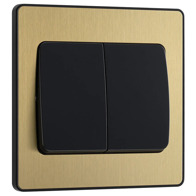 BG Electrical Evolve Satin Brass - Double, 2 way switch, wide rocker