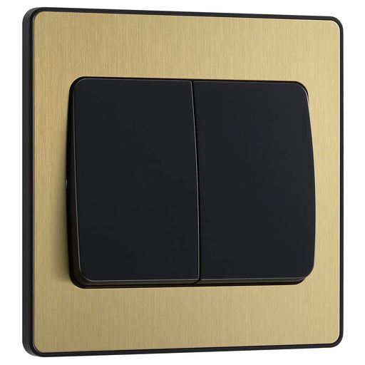 BG Electrical Evolve Satin Brass - Double, 2 way switch, wide rocker
