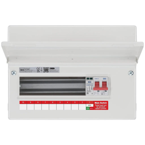 BG Circuit Protection Main Switch SPD - 12 module, 9 way, 100A Main Switch, Type 2 SPD