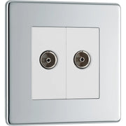 BG Electrical Flatplate Screwless Polished Chrome - Double, co-axial