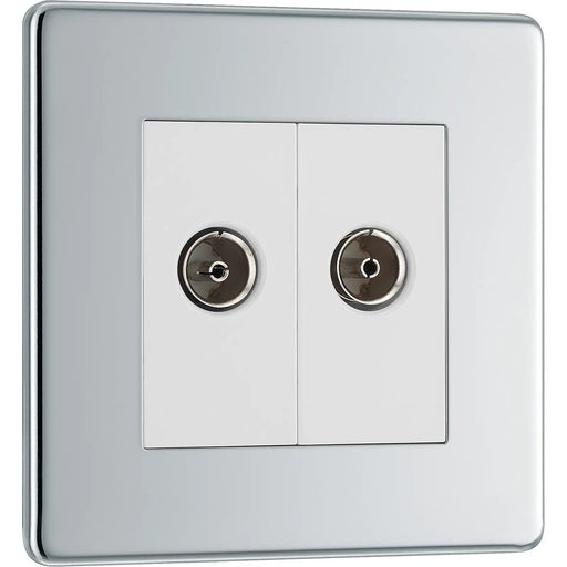 BG Electrical Flatplate Screwless Polished Chrome - Double, co-axial