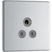 BG Electrical Flatplate Screwless Polished Chrome - 5A, single, unswitched, round pin