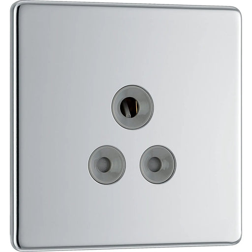 BG Electrical Flatplate Screwless Polished Chrome - 5A, single, unswitched, round pin