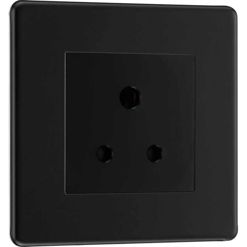 BG Electrical Flatplate Screwless Matt Black - 5A single, unswitched, round pin