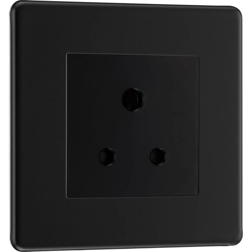 BG Electrical Flatplate Screwless Matt Black - 5A single, unswitched, round pin