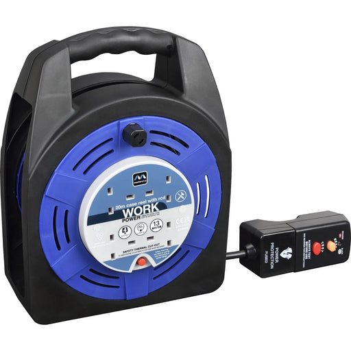 Masterplug Work - 20m, 4 Sockets, 13A, Blue