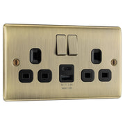 BG Electrical Nexus Metal Antique Brass - Double switched single pole, with USB A + C (12W)