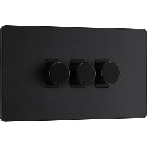 BG Electrical Evolve Matt Black - Triple, 2 way push 200W