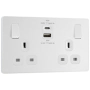 BG Electrical Evolve Pearlescent White - Double switched single pole, with USB A + C (45W)