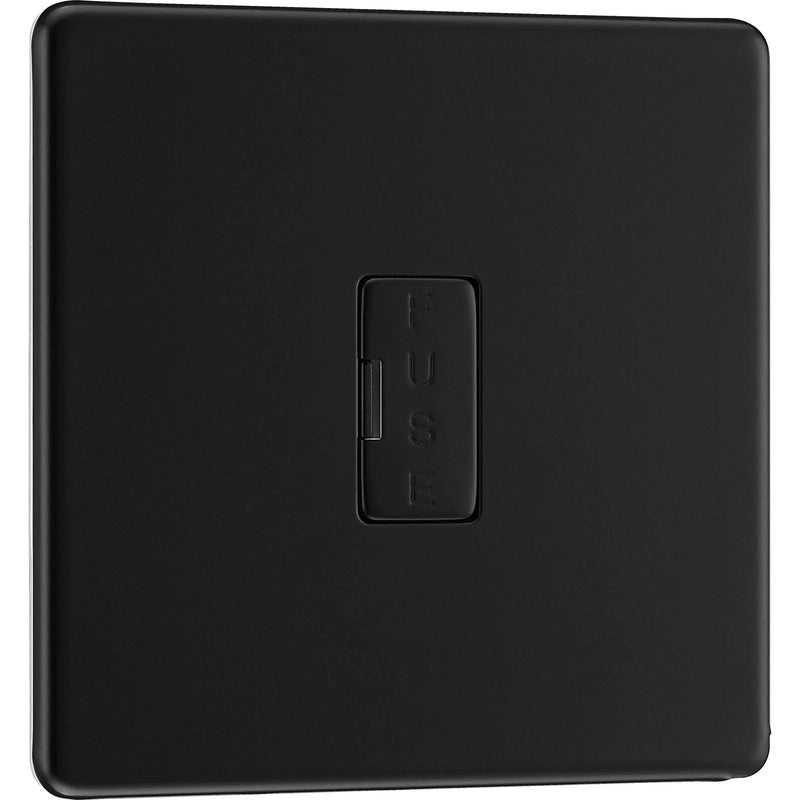 BG Electrical Flatplate Screwless Matt Black - Unswitched and fused