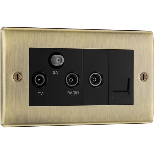 BG Electrical Nexus Metal Antique Brass - Triplex with BT outlet and co-axial return - screened