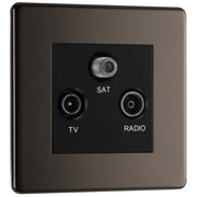 BG Electrical Flatplate Screwless Black Nickel - Triple TV/FM/SAT triplex - screened