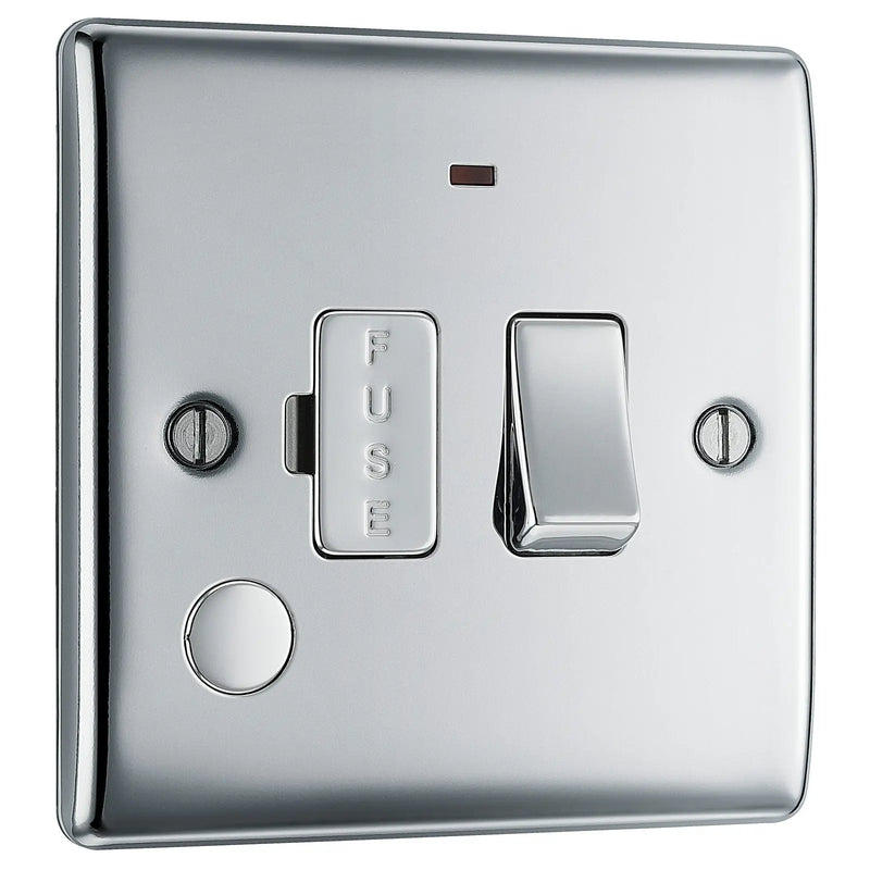 BG Electrical Nexus Metal Polished Chrome - Switched and fused with indicator and flex outlet