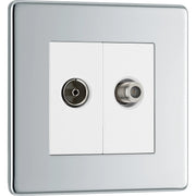 BG Electrical Flatplate Screwless Polished Chrome - Double, satellite and co-axial