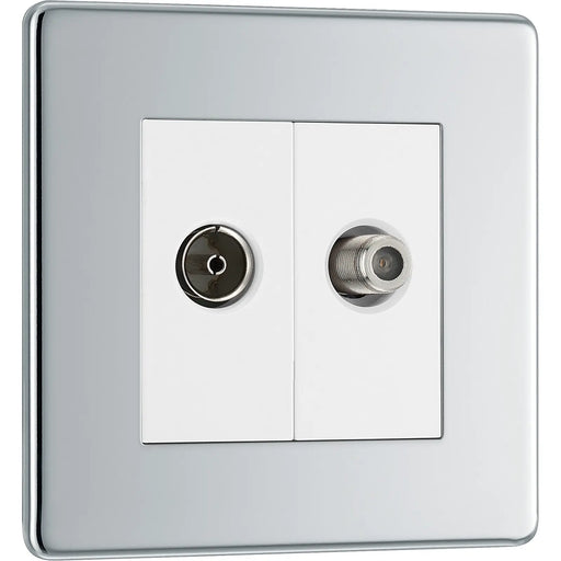 BG Electrical Flatplate Screwless Polished Chrome - Double, satellite and co-axial
