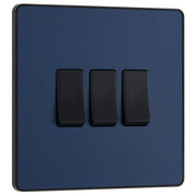 BG Electrical Evolve Matt Blue - Triple, 2 way switch