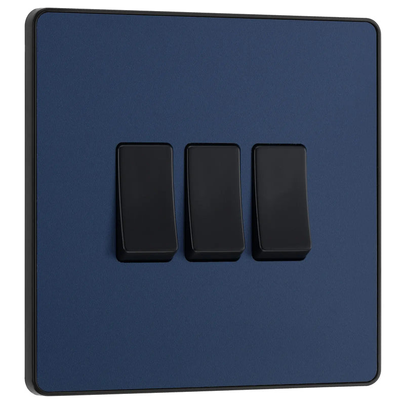 BG Electrical Evolve Matt Blue - Triple, 2 way switch