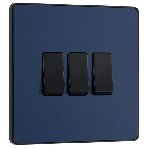 BG Electrical Evolve Matt Blue - Triple, 2 way switch