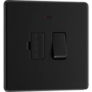 BG Electrical Flatplate Screwless Matt Black - Switched and fused with indicator