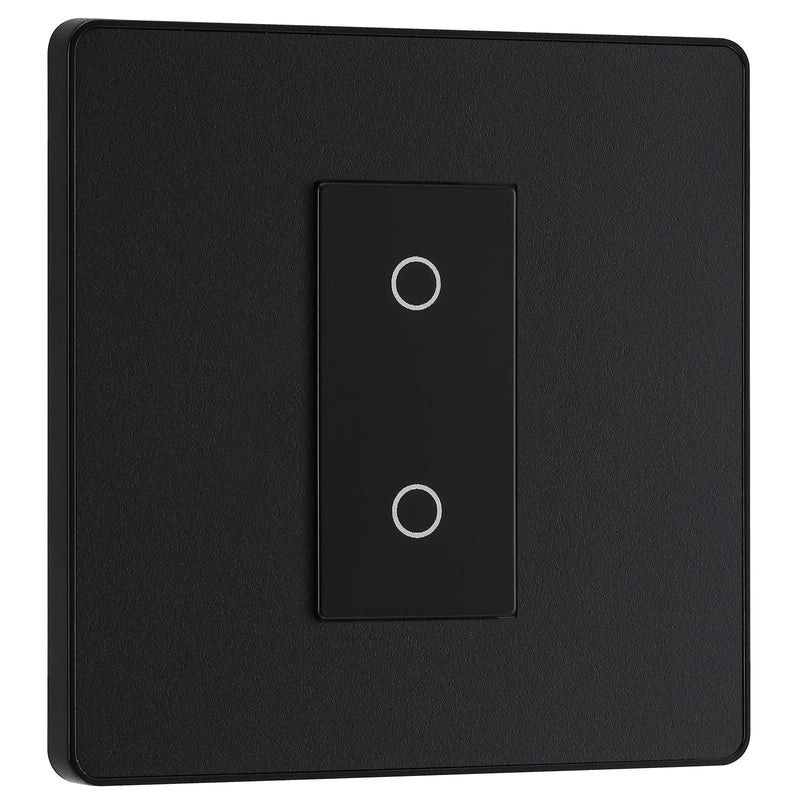 BG Electrical Evolve Matt Black - Single, 2 way touch, 200W, secondary