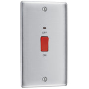 BG Electrical Nexus Metal Brushed Steel - 45A, double pole, large plate, with indicator