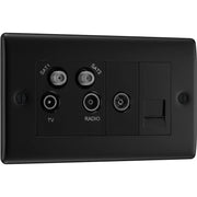 BG Electrical Nexus Metal Matt Black - Quadplex 2 x sat, BT outlet and co-ax returned - screened