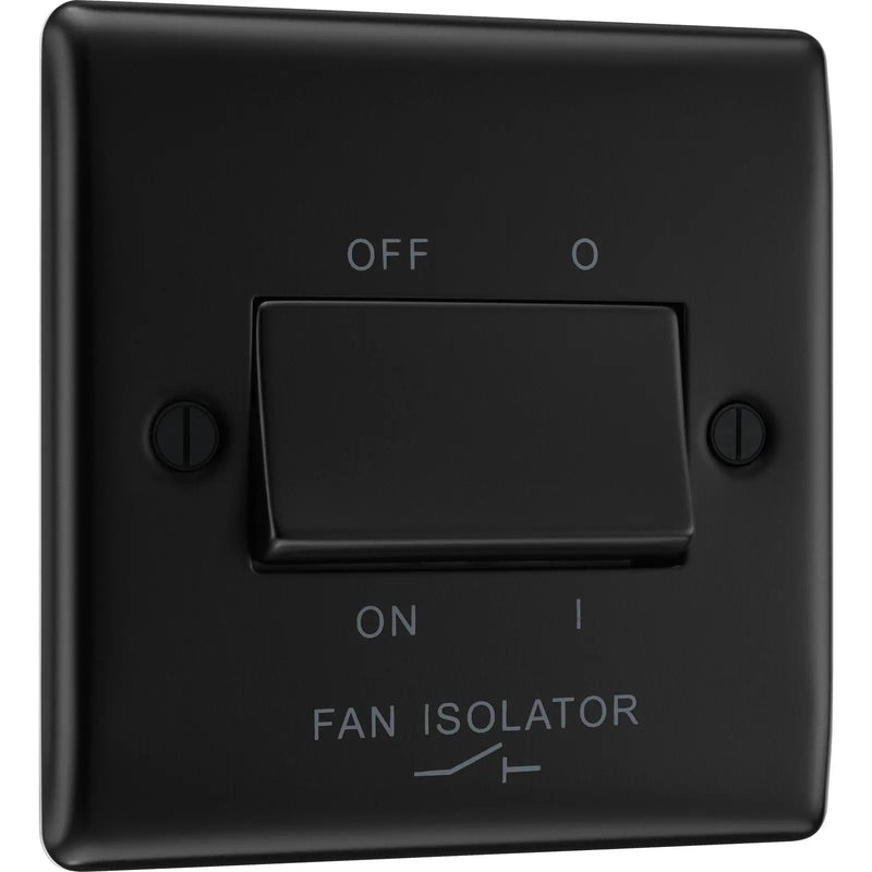 BG Electrical Nexus Metal Matt Black - Triple pole fan isolator