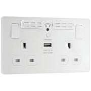 BG Electrical Evolve Pearlescent White - Double, switched, single pole, WiFi Extender + USB A