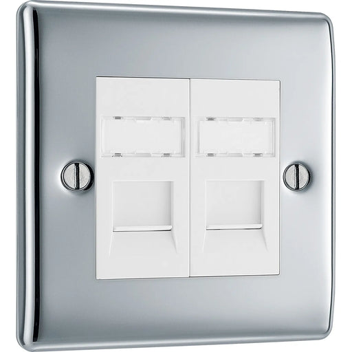 BG Electrical Nexus Metal Polished Chrome - Double, RJ45 data socket
