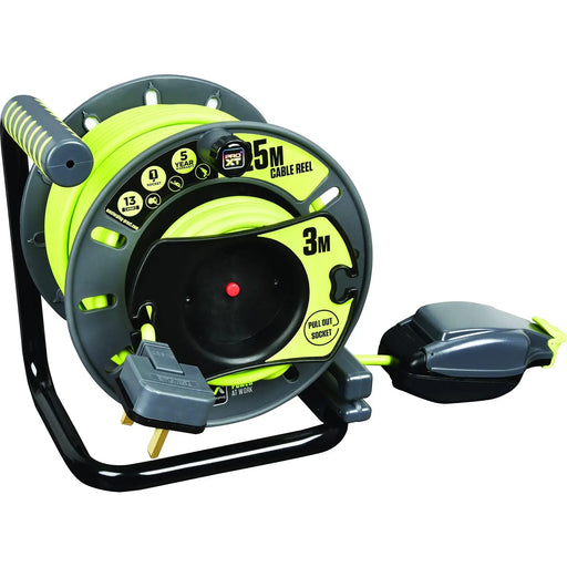 Masterplug Pro XT - 25m, 3 Sockets, 13A, Grey + Green
