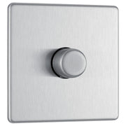 BG Electrical Flatplate Screwless Brushed Steel - Single, 2 way push 200W