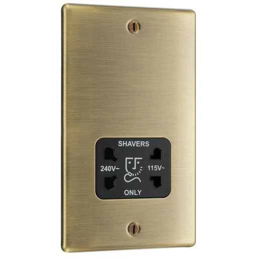 BG Electrical Nexus Metal Antique Brass - 115/240V dual voltage shaver socket