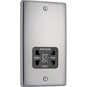 BG Electrical Nexus Metal Brushed Steel - 115/240V dual voltage shaver socket