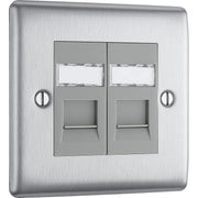 BG Electrical Nexus Metal Brushed Steel - Double, RJ45 data socket