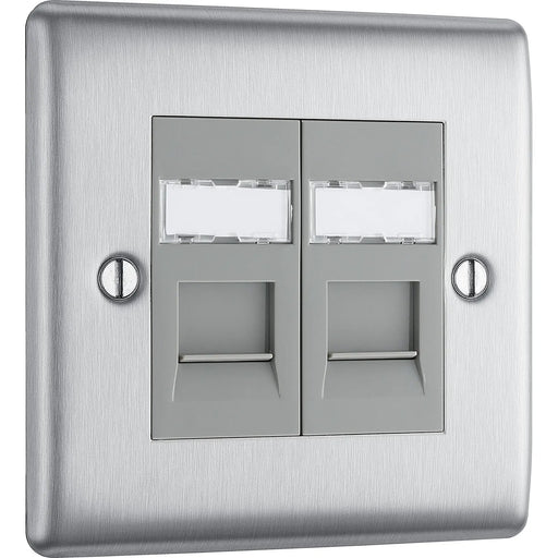 BG Electrical Nexus Metal Brushed Steel - Double, RJ45 data socket