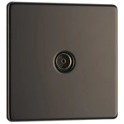 BG Electrical Flatplate Screwless Black Nickel - Single co-axial