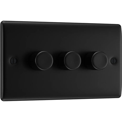 BG Electrical Nexus Metal Matt Black - Triple, 2 way push 200W