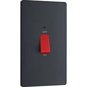 BG Electrical Evolve Matt Grey - 45A, double pole, large plate, with indicator