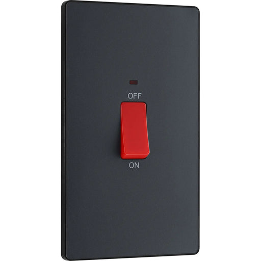 BG Electrical Evolve Matt Grey - 45A, double pole, large plate, with indicator
