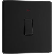 BG Electrical Flatplate Screwless Matt Black - 20A, double pole, with indicator