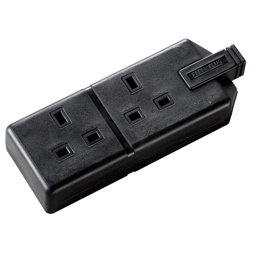 Masterplug Work - 2 Sockets, 13A, Black