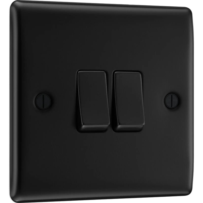 BG Electrical Nexus Metal Matt Black - Double, 2 way switch