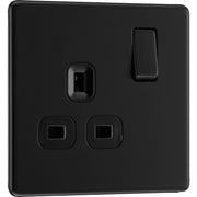 BG Electrical Flatplate Screwless Matt Black - Single switched, double pole