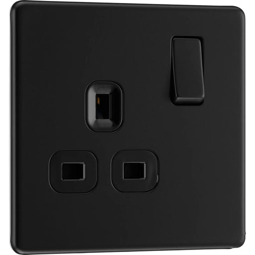 BG Electrical Flatplate Screwless Matt Black - Single switched, double pole