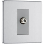 BG Electrical Flatplate Screwless Brushed Steel - Single, satellite