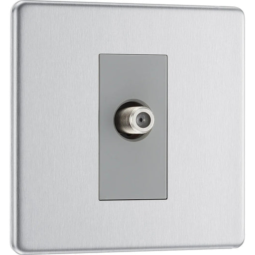 BG Electrical Flatplate Screwless Brushed Steel - Single, satellite