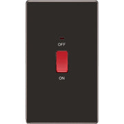 BG Electrical Flatplate Screwless Black Nickel - 45A double pole, large plate, with indicator