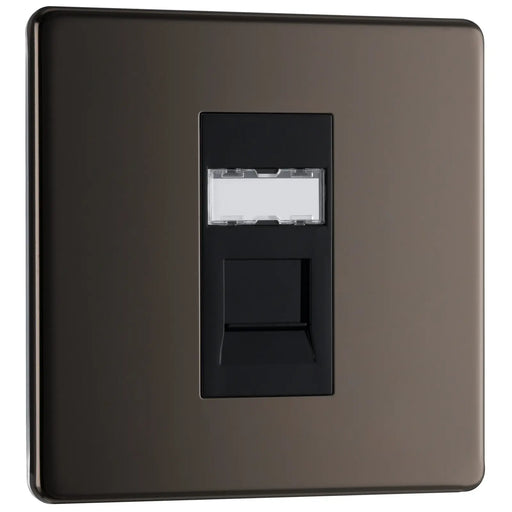 BG Electrical Flatplate Screwless Black Nickel - Single, RJ45 data socket