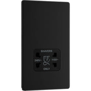 BG Electrical Flatplate Screwless Matt Black - 115/240V dual voltage shaver socket